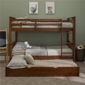 Walker Edison Furniture Walker Edison Furniture BWTOTMSWT-TR Twin Mission Bunk Bed with Trundle; Walnut - 62 x 44 x 80 in. BWTOTMSWT-TR